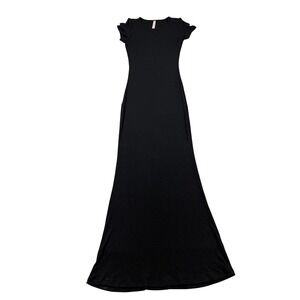 The Group by Babaton Black Ribbed Short Sleeve Maxi Dress Small Slim Fit